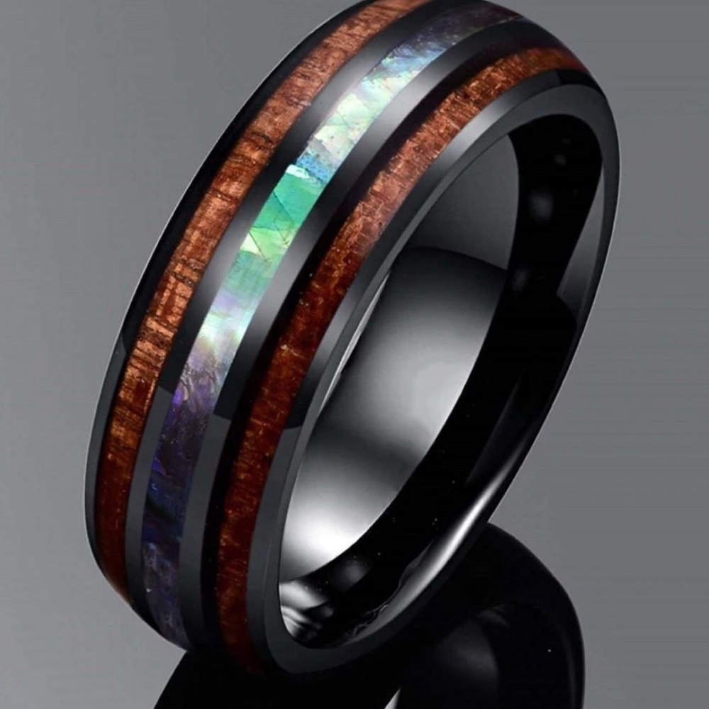 Idris Koa Wood & Abalone Shell Men's Ring